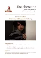 Vorschau - Unterrichtsreihen - Kinderarmut & Bildungsbenachteiligung, Chancengleichheit, 2-4 UE, Lernfeld 6: „Kinder, Jugendliche und junge Erwachsene bei der Bewältigung besonderer Lebenssituationen unterstützen“, Erzieher - Deckblatt