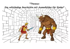 Vorschau - Mal- und Bastelvorlagen - Theseus die Geschichte mit Ausmalbilder - Deckblatt