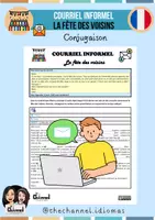 Vista previa - Hojas de trabajo - COURRIEL INFORMEL – LA FÊTE DES VOISINS (Conjugaison) - Portada