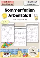 Vorschau - Arbeitsblätter - Sommerferien Sommer Arbeitsblatt Hörverstehen differenziert - DaZ DaF - Deckblatt