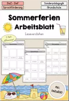 Vorschau - Arbeitsblätter - Sommerferien Sommer Arbeitsblatt Leseverstehen differenziert - DaZ DaF - Deckblatt