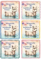 Vorschau - Mal- und Bastelvorlagen - Grußkarten Alpakaklasse / Lamaklasse– Klassentier Alpaka zu Ostern, Weihnachten, Halloween, Neujahr & Ferien, Klassentier Lama - Seite 1