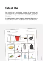Vorschau - Mal- und Bastelvorlagen - Cleaning: Cut and Glue (Englisch) - Seite 1