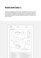 Vorschau - Arbeitsblätter - Kitchen: Read and Color 1 (Englisch) - Seite 1