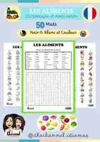 Vista previa - Hojas de trabajo - 50 ALIMENTS – Dictionnaire visuel et mots mêlés - Portada