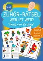Vorschau - Stundenentwürfe - Zuhör-Rätsel – Wer ist wer? Hör genau hin! Hörrätsel rund um Piraten – DaZ |Deutsch Klasse 1–3 | Personenbeschreibungen & Hörverstehen für Klasse 1–3 | Hör-/Hörsehverstehen | Fächerübergreifend | Fertige Vertretungsstunde - Deckblatt