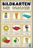 Vorschau - Präsentationen/Tafelbilder - Bildkarten und Wortkarten "Der Sommer" DaZ / DaF/ Deutsch - Deckblatt