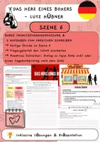 Vorschau - Arbeitsblätter - Das Herz eines Boxers - Szene 6: Inhaltszusammenfassung & 2 Aufgaben zum kreativen Schreiben (Dialog und/ oder Tagebucheintrag verfassen inklusive Merkblatt) - FERTIGE STUNDE - Deckblatt