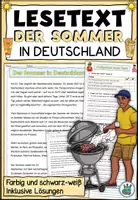 Vorschau - Arbeitsblätter - Lesetext mit Aufgaben "Sommer in Deutschland" DaZ / DaF / Deutsch - Deckblatt