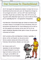 Vorschau - Arbeitsblätter - Lesetext mit Aufgaben "Sommer in Deutschland" DaZ / DaF / Deutsch - Seite 1