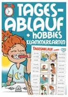 Aperçu - Cartes d'exercices - Allemand Deutsch Tagesablauf + Hobbies Klammerkarten - Page de couverture