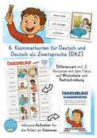 Aperçu - Cartes d'exercices - Allemand Deutsch Tagesablauf + Hobbies Klammerkarten - Page 1
