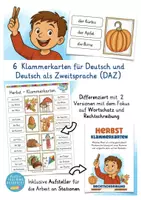 Aperçu - Apprentissages en autonomie - Allemand Deutsch Klammerkarten Herbst - Page 1