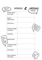 Vorschau - Aufgabenkarten - Mingle around - facts about our school. Warm up acitvity - Deckblatt