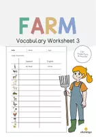 Vorschau - Arbeitsblätter - Farm: Vocabulary Worksheet 3 (Englisch) - Deckblatt