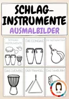 Vorschau - Arbeitsblätter - Ausmalbilder Schlaginstrumente 2 | Instrumente Poster - Deckblatt