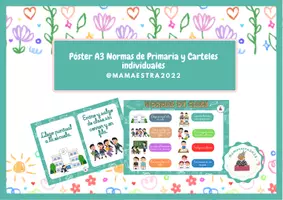 Vista previa - Decoración del aula - PÓSTER NORMAS DE CLASE DE PRIMARIA + CARTELES INDIVIDUALES NORMAS - Portada