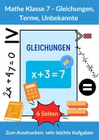 Vorschau - Arbeitsblätter - Gleichungen und Terme - 7. Klasse (einfach) - Deckblatt