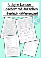 Vorschau - Arbeitsblätter - London Lesetext & Aufgaben Leseverstehen & Schreiben - Deckblatt