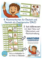 Vista previa - Juegos / Gamificación - HAUSTIERE Deutsch / Alemán Klammerkarten (Clip Cards) - página 1