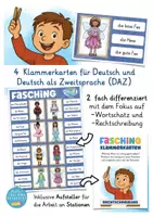 Aperçu - Apprentissages en autonomie - Klammerkarten Fasching Karneval Deutsch Allemand - Page 1