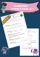 Vorschau - Klassenarbeiten - Klassenarbeit - negative (rationale) Zahlen, Jg. 7 - Deckblatt