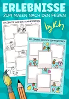 Vorschau - Mal- und Bastelvorlagen - Erlebnisse der Sommerferien zum Malen - Schulstart - Deckblatt