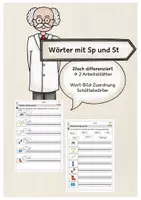 Vorschau - Arbeitsblätter - Wörter mit St und Sp: 2 Arbeitsblätter - Deckblatt