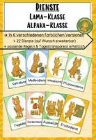 Vorschau - Bildkarten - Klassendienste Lama Alpaka Visualisierung in 6 verschiedenen farblichen Versionen - Deckblatt