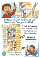 Aperçu - Jeux - Allemand Deutsch Schule und Schulsachen Wortschatz Klammerkarten - Page 1