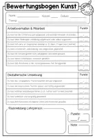 Vorschau - Arbeitsblätter - KUNST - Bewertungs- und Reflexionsbögen (auch zum Selbstbearbeiten) - Seite 2