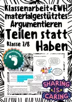 Vorschau - Arbeitsblätter - Klassenarbeit +EWH - Materialgestütztes Argumentieren - Teilen statt haben - Klasse 7/8 - Deckblatt