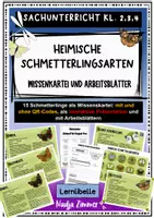 Vorschau - Arbeitsblätter - Heimische Schmetterlingsarten - Wissenkartei mit und ohne QR-Codes und interaktive Version - Deckblatt