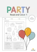 Vorschau - Arbeitsblätter - Party: Read and Color 1 (Englisch) - Deckblatt