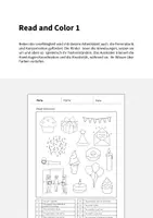 Vorschau - Arbeitsblätter - Party: Read and Color 1 (Englisch) - Seite 1