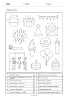 Vorschau - Arbeitsblätter - Party: Read and Color 1 (Englisch) - Seite 2