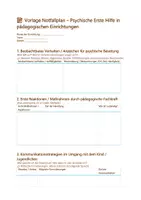 Vorschau - Arbeitsblätter - 📝 Vorlage Notfallplan – Psychische Erste Hilfe in pädagogischen Einrichtungen - Deckblatt