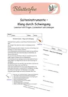 Vorschau - Arbeitsblätter - Saiteninstrumente - Klang durch Schwingung Lesetext mit Fragen - Deckblatt
