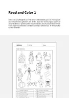 Vorschau - Mal- und Bastelvorlagen - Halloween: Read and Color 1 (Englisch) - Seite 1