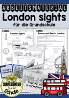 Vorschau - Arbeitsblätter - London Sehenswürdigkeiten Englisch Grundschule – Differenzierte Arbeitsmaterialien zu London Sights (Lesetexte, Übungen & Vokabeltraining) - Deckblatt