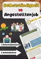Vorschau - Arbeitsblätter - Berufswahl : Angestelltenjob vs. Selbstständigkeit – Vorteile & Nachteile - Deckblatt