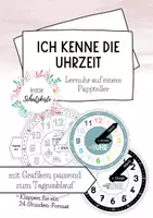 Vorschau - Stationenlernen - Lernuhr auf einem Pappteller - Uhr - Uhrzeit - Tagesablauf - DIY - basteln - Deckblatt