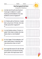 Vorschau - Arbeitsblätter - Sommer - Textaufgaben Klasse 2 (Multiplikation) - Deckblatt