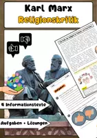 Vorschau - Arbeitsblätter - Karl Marx Religionskritik: Religion als Opium des Volkes - Deckblatt