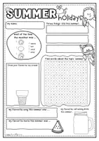 Vorschau - Mal- und Bastelvorlagen - summer | Back to school worksheet - Seite 1