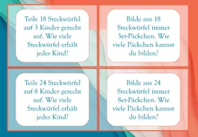 Vorschau - Aufgabenkarten - Teilen und Messen (mit Material legen und zeichnen) - Seite 1