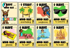 Vorschau - Stationenlernen - summer | "I have... who has" Game | 31 Karten - Seite 1