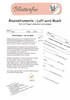 Vorschau - Arbeitsblätter - Blasinstrumente - Luft wird Musik: Text mit Fragen & Lösung - Deckblatt