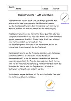 Vorschau - Arbeitsblätter - Blasinstrumente - Luft wird Musik: Text mit Fragen & Lösung - Seite 1