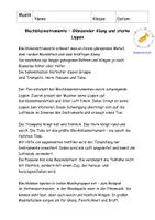 Vorschau - Arbeitsblätter - Blechblasinstrumente - Text mit Fragen, Lückentext und Lösung - Seite 1